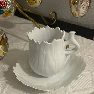 Elegant White Porcelain Cup and Saucer Set